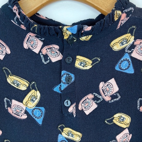 Zara Telephone Print Top Size Medium - Picture 8 of 10